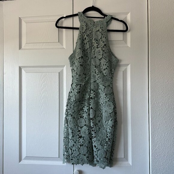 Lulu's Love Poem Teal Lace Mini Dress (NBW) - Picture 2 of 6
